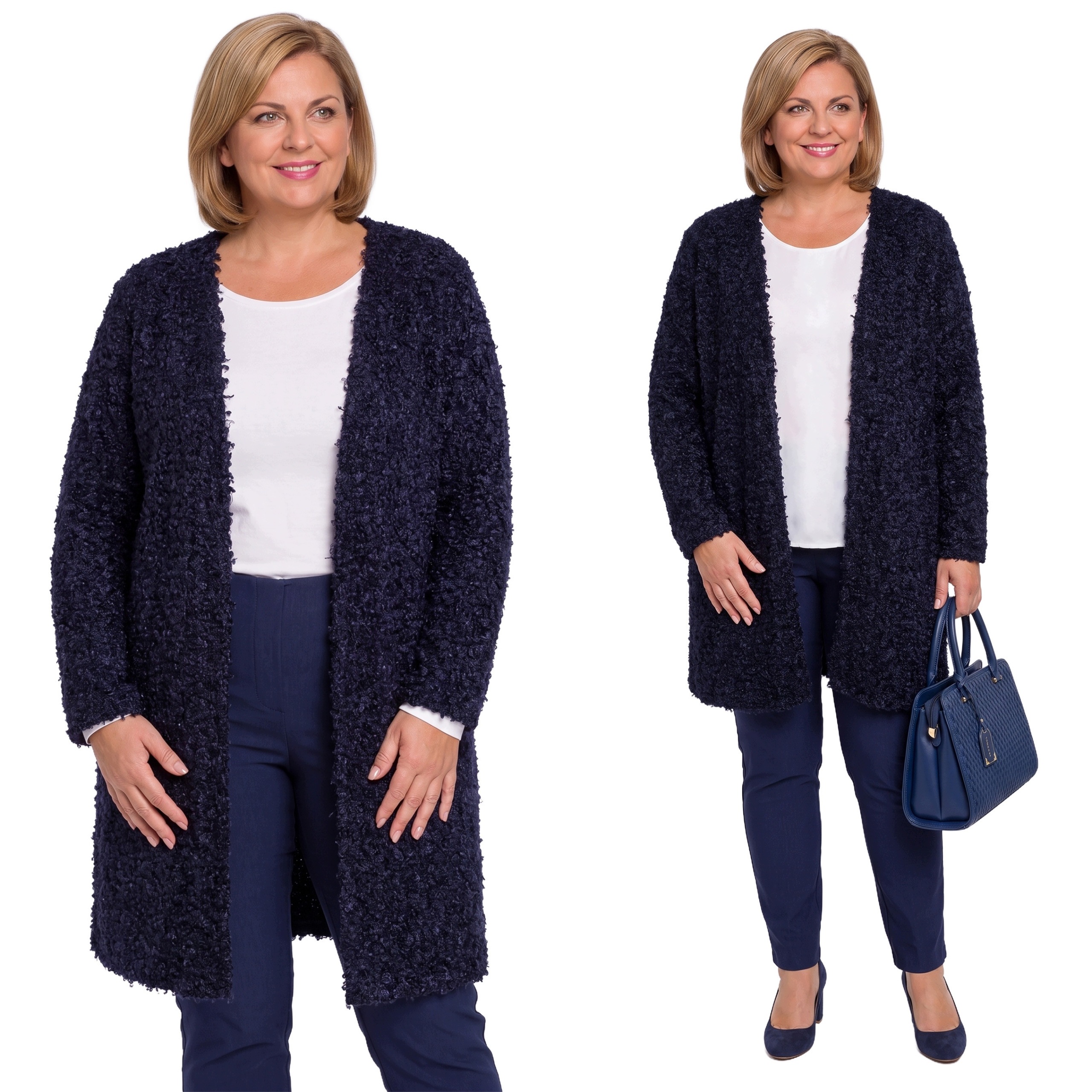 Tmavě modrý teplý přehoz plus size velikost 56/58