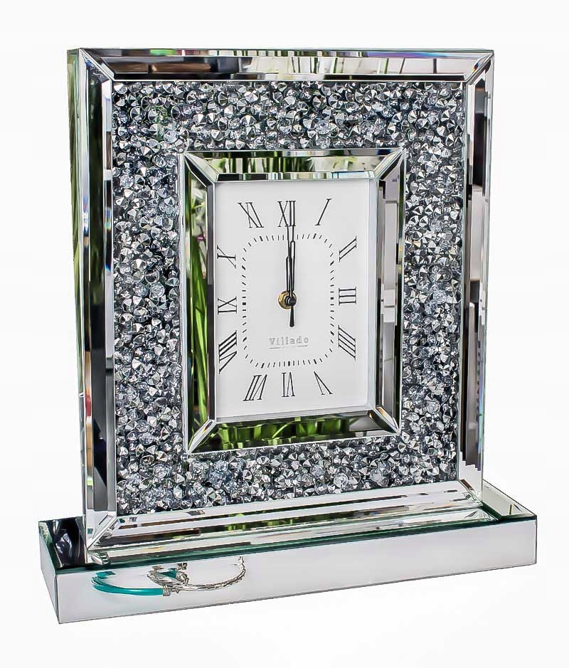 

Stojący zegar lustrzany glamur srebrny na komodę