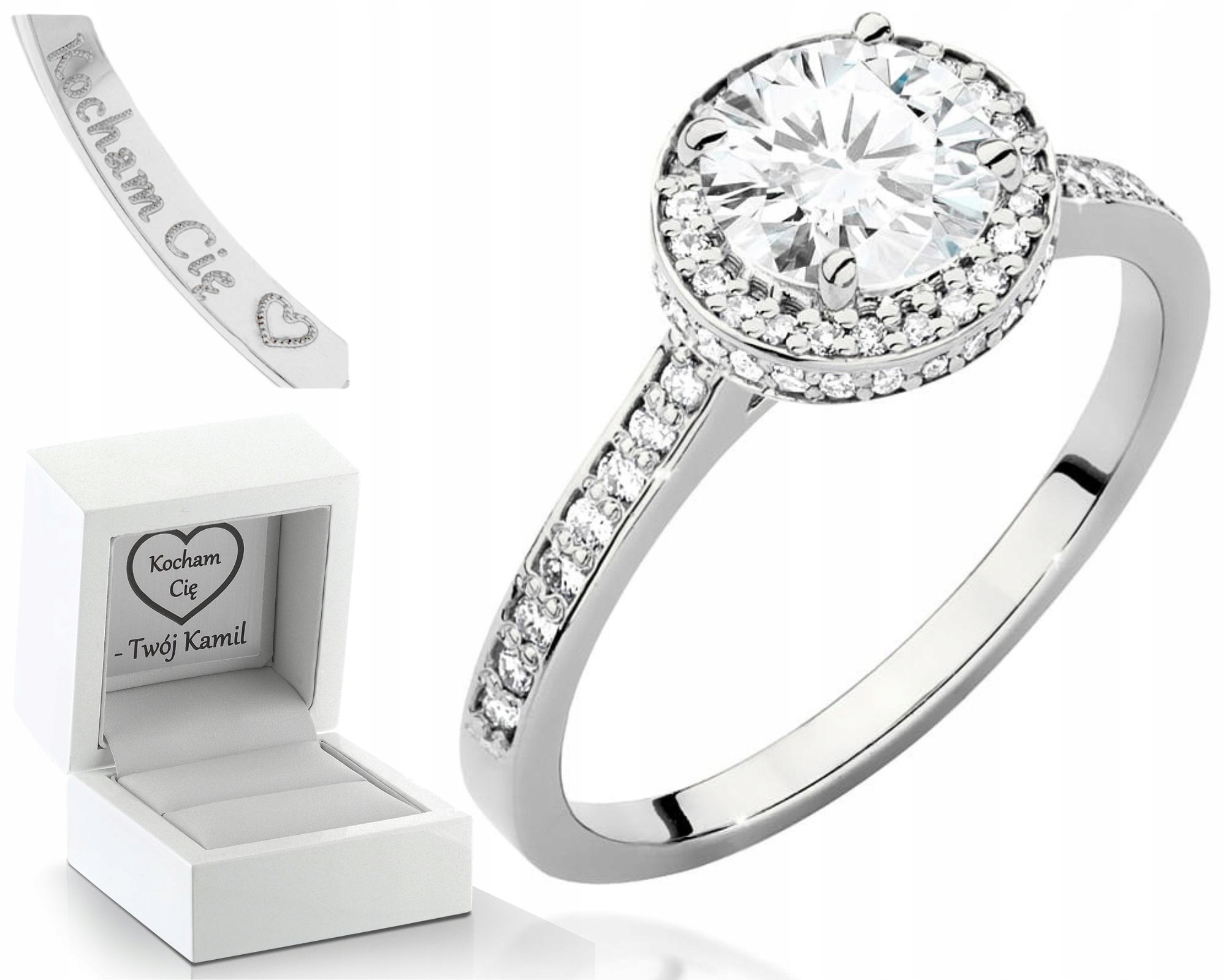 Bílý Zlatý Prstýnek S Brilianty 585 Gravírování