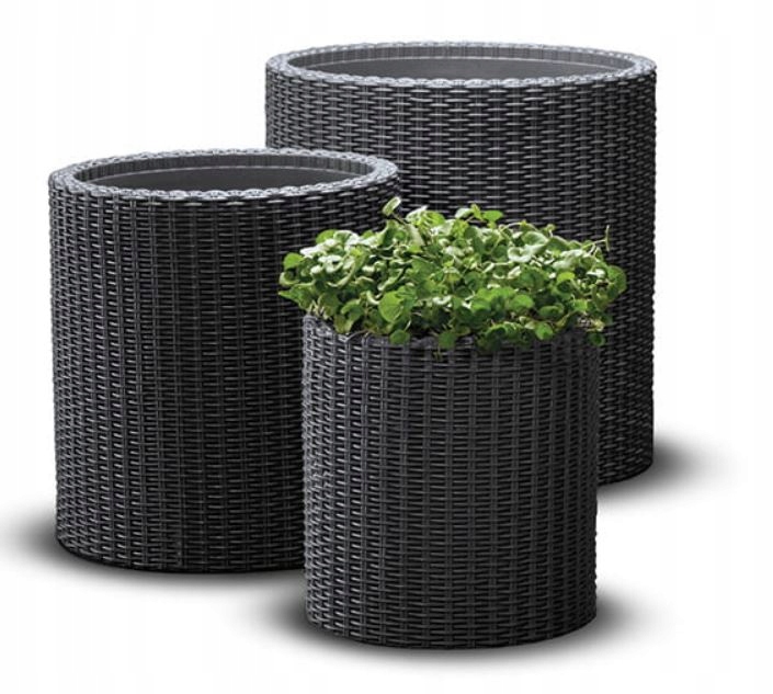 Sada 3 Kvetináčov Keter Valec Planter S+m+l Grafit