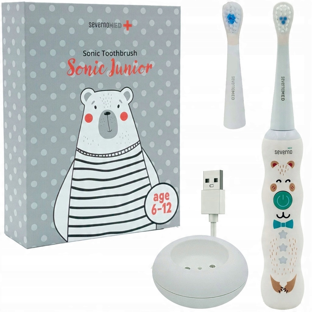 Szczoteczka soniczna elektryczna do zębów dla dzieci 6-12 lat 2 końcówki