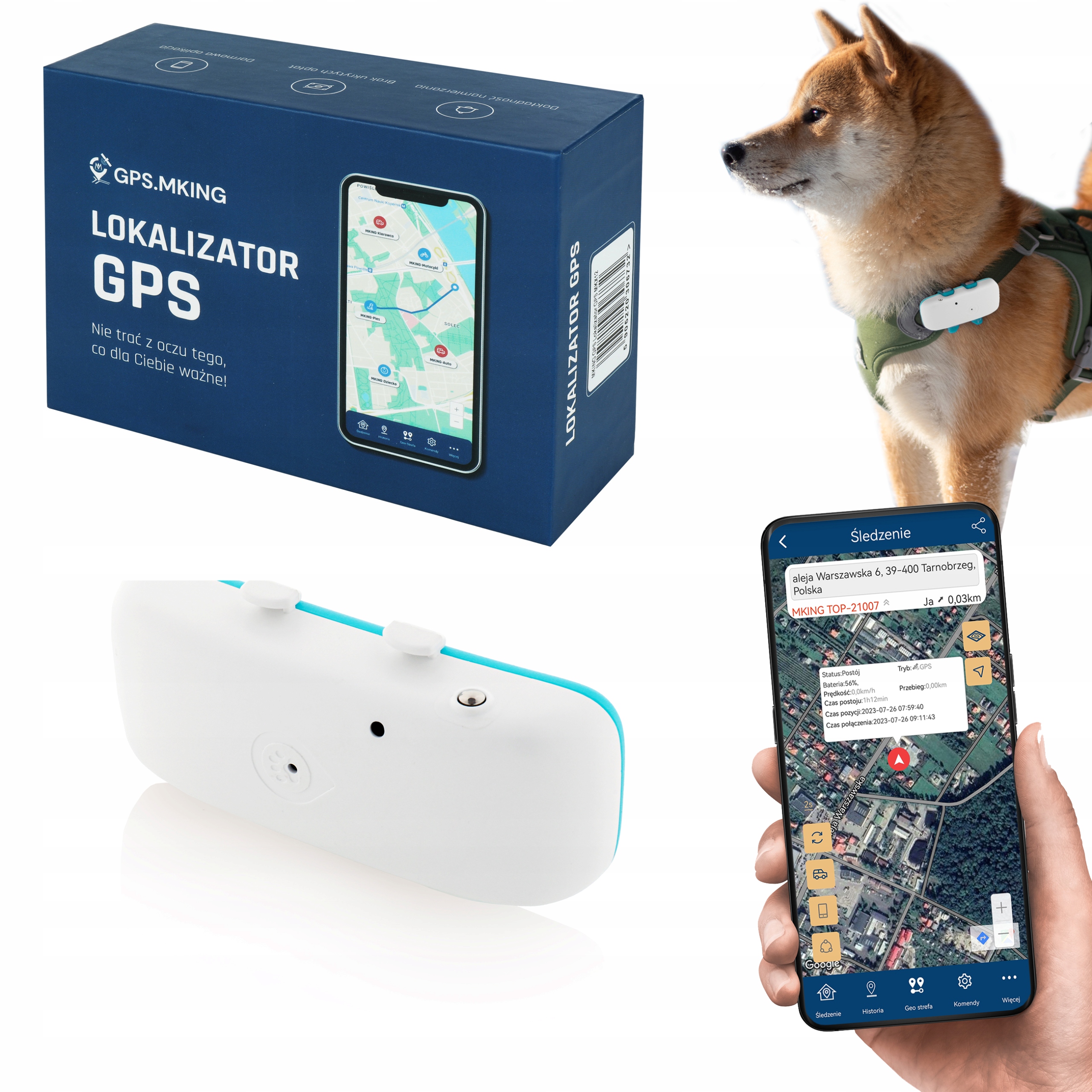 GPS lokátor BEZ PŘEDPLATNÉHO APLIKACE SLEDOVÁNÍ PSA KOČKY ZVÍŘAT MK032