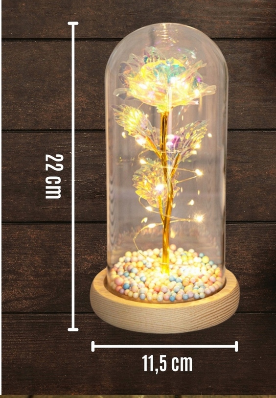WIECZNA BIAŁA RÓŻA W SZKLE KOPUŁA ŚWIATŁO LED PREZENT NA WALENTYNKI Marka bez marki