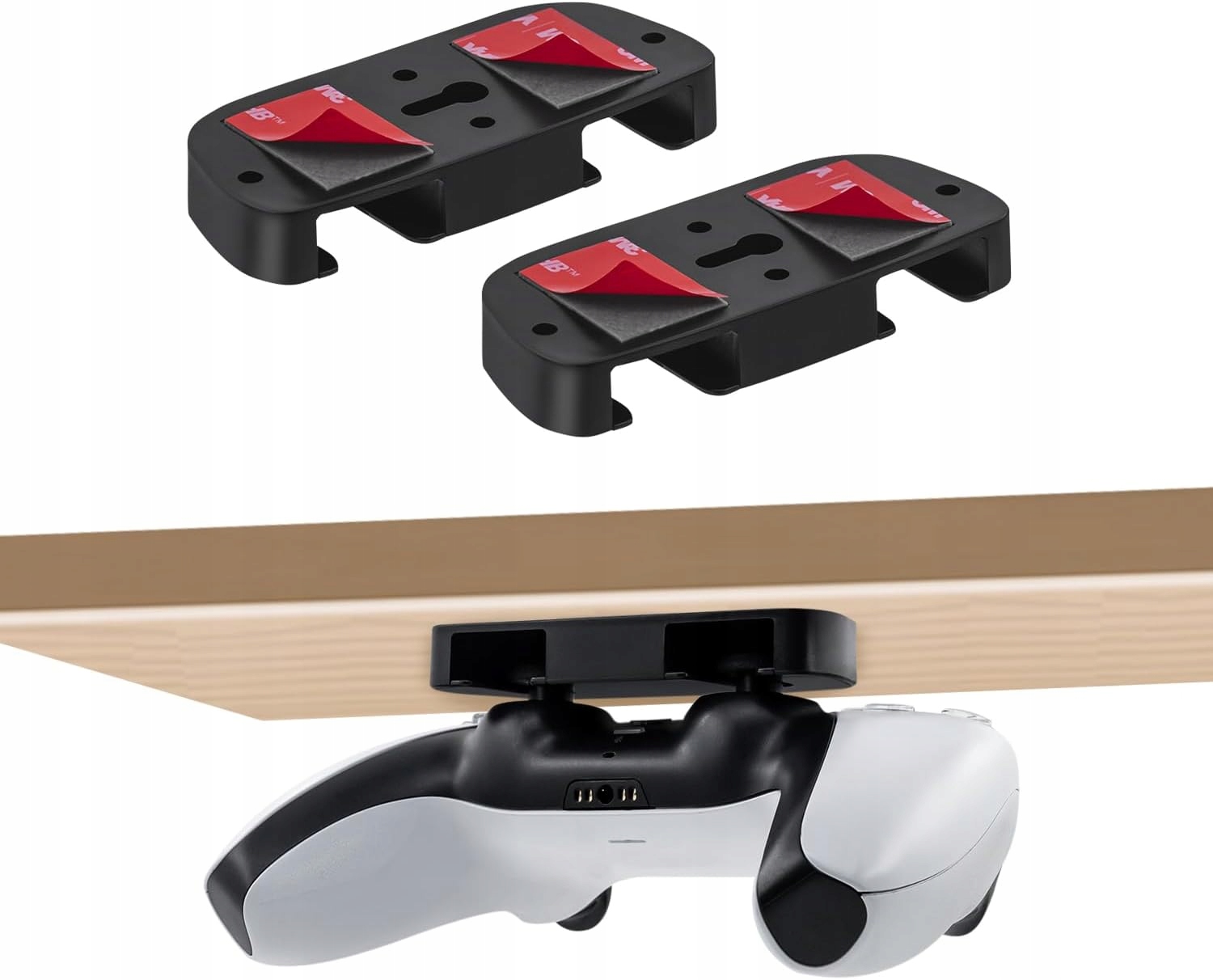 2X UCHWYT NA KONTROLER PAD JOYSTICK POD BIURKO STÓŁ SAMOPRZYLEPNY ORGANIZER