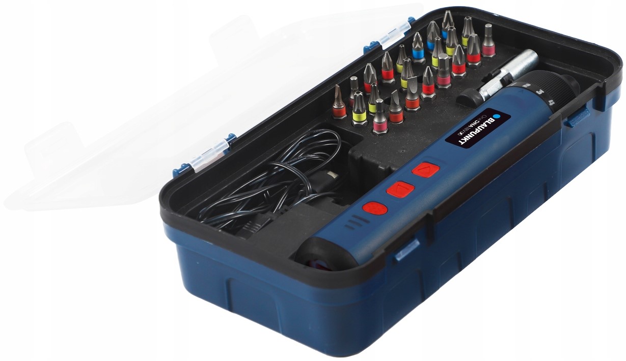 WKRĘTAK ELEKTRYCZNY ŚRUBOKRĘT AKUMULATOROWY 4V BLAUPUNKT ZESTAW 26 BITÓW Napięcie (V) 4 V