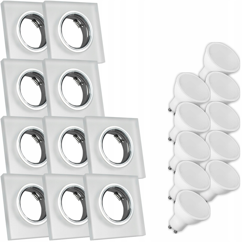 10X Skleněná Lampička Moderní Svítidlo Čtverec Silné Sklo 10W Led Žárovka