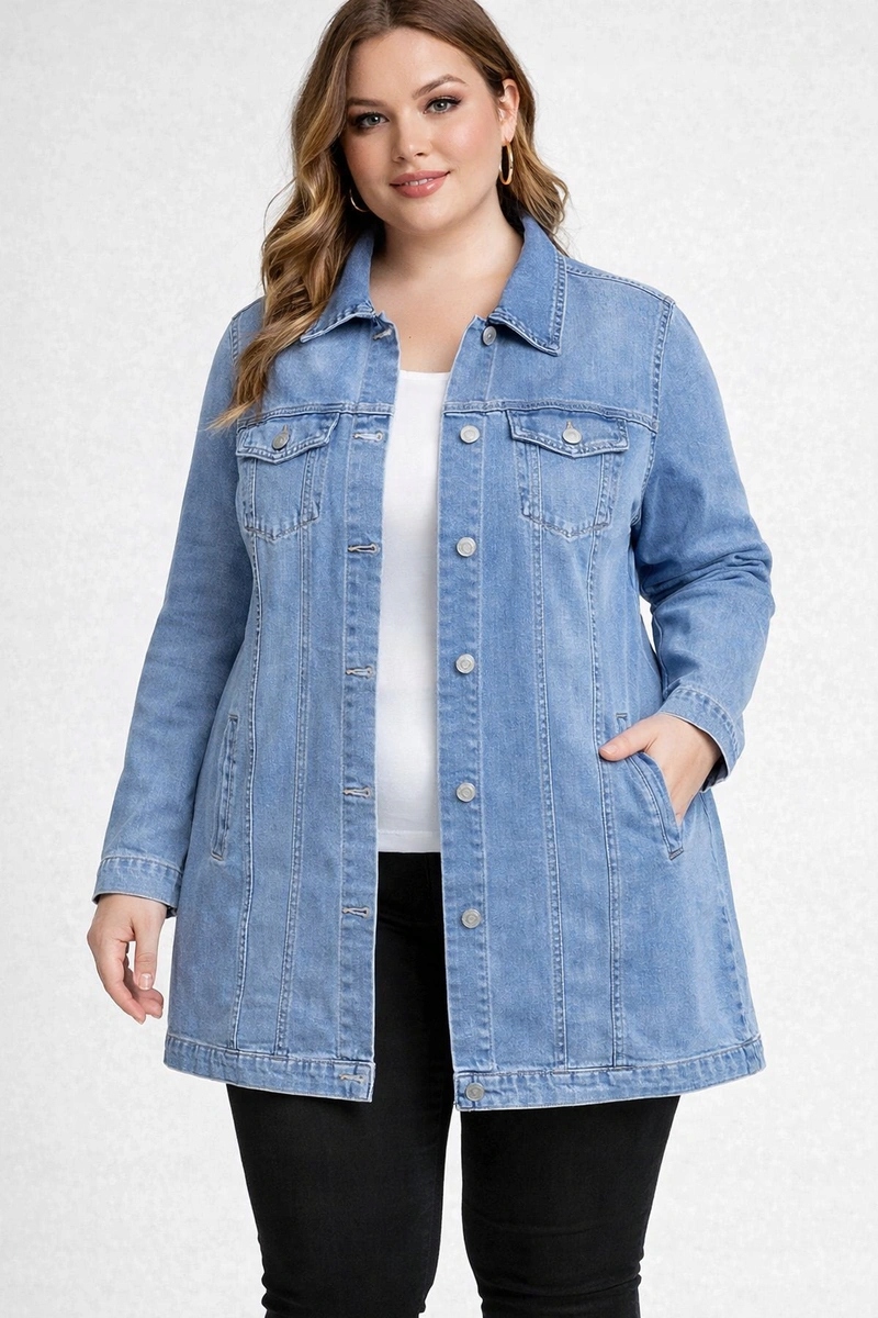 Džínová Bunda S Límcem GD8750 Obloha XL (42)