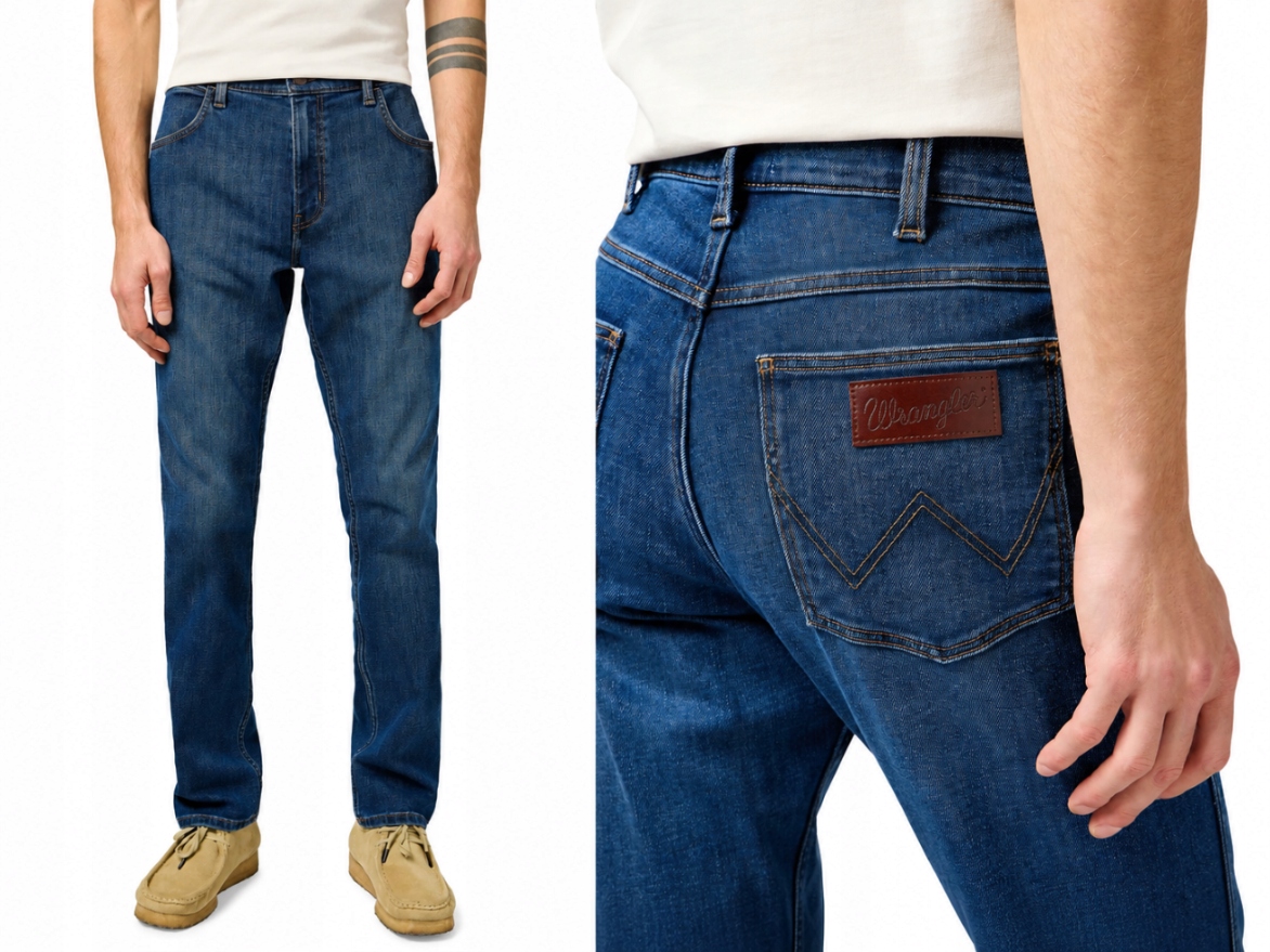 Wrangler Greensboro modré pánské jednoduché džínové kalhoty Fog W38 L34