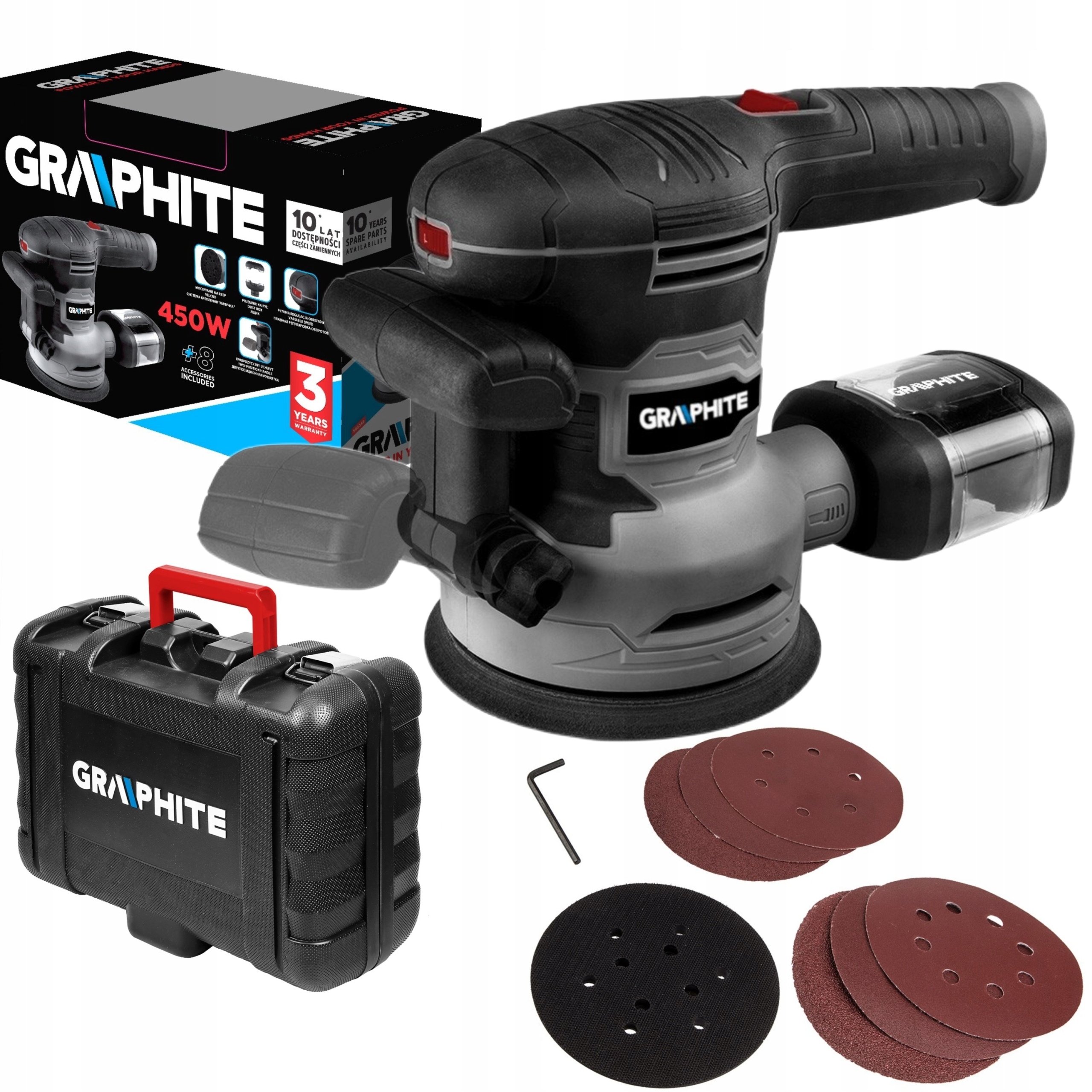 GRAPHITE эксцентриковая шлифовальная машина 450 Вт 125/150 мм PEX