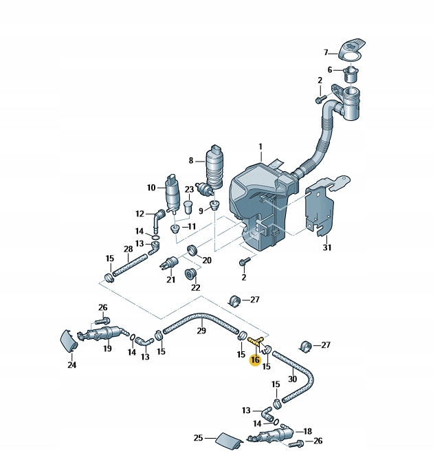TRÓJNIK ROZDZIELNIK SPRYSKIWACZA PŁYNU AUDI VW ORYGINAŁ OD ASO JAKOŚĆ Producent części Audi OE
