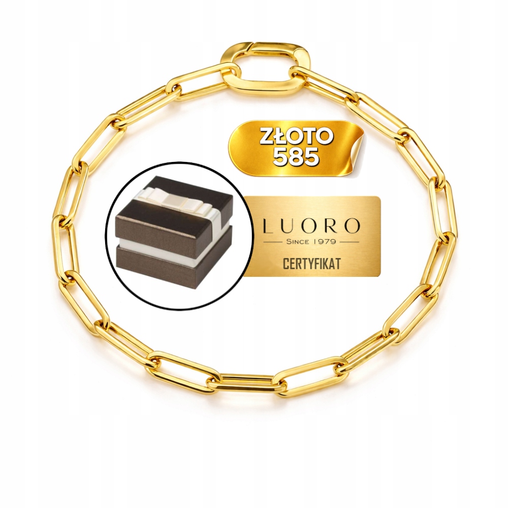 Zlatý náramek 585 14K s dlouhými oválnými články 19 CM elegantní klasika