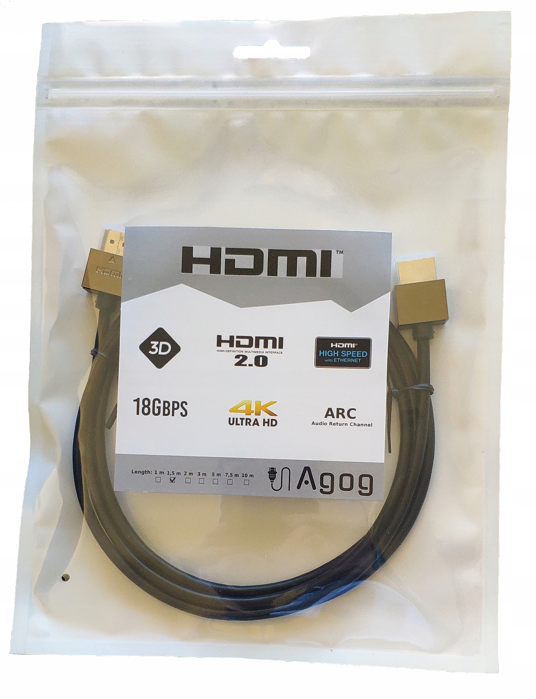 Agog Slim kabel HDMI 2.0 4K 60Hz MIEDŹ HDR 3d 3m Standard HDMI 2.0
