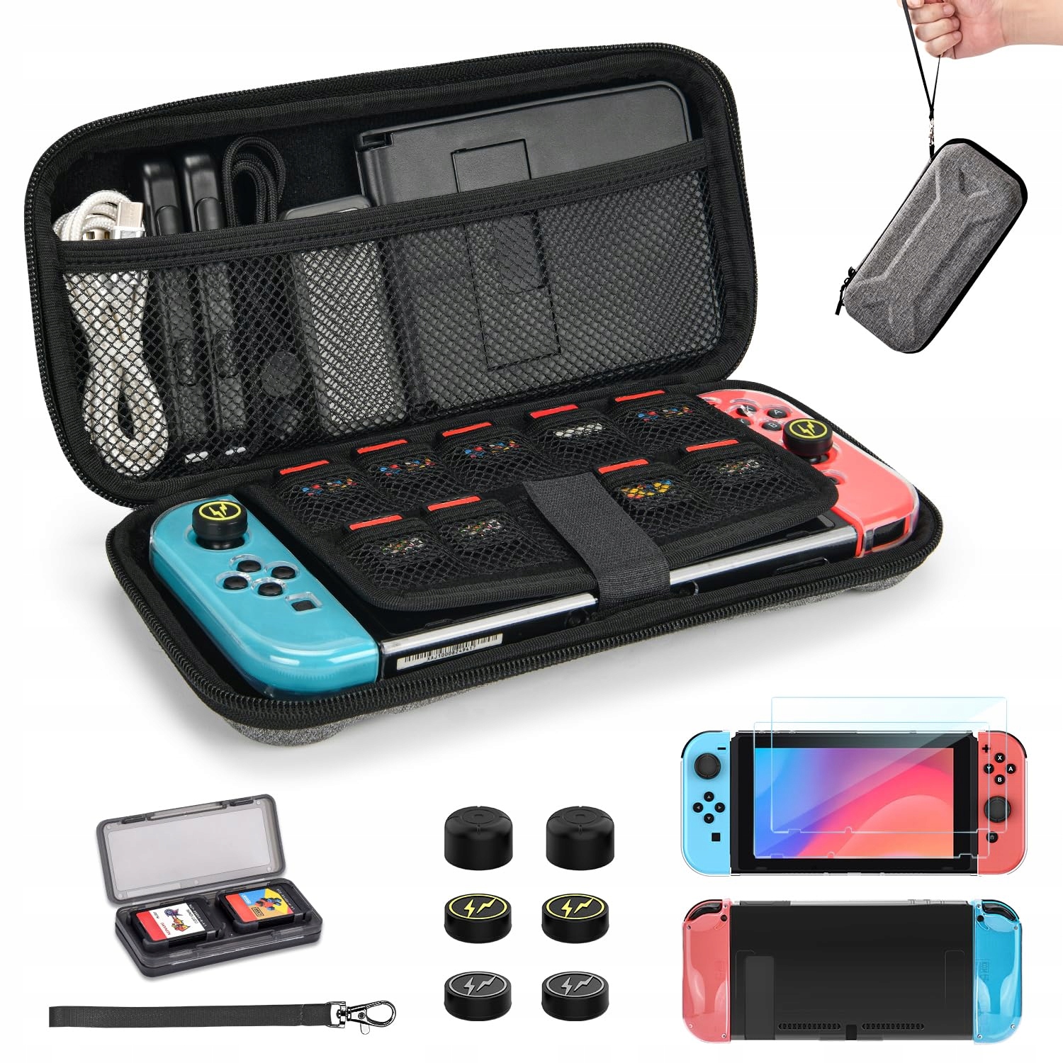 Younik twarde etui z akcesoriami do Nintendo Switch 2017 14w1 szare