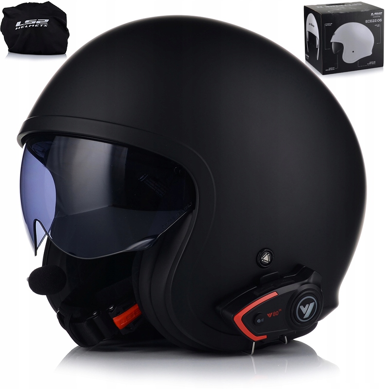 Motocyklová Prilba LS2 OF599 Spitfire Matt Black Interkom Vito Bluetooth
