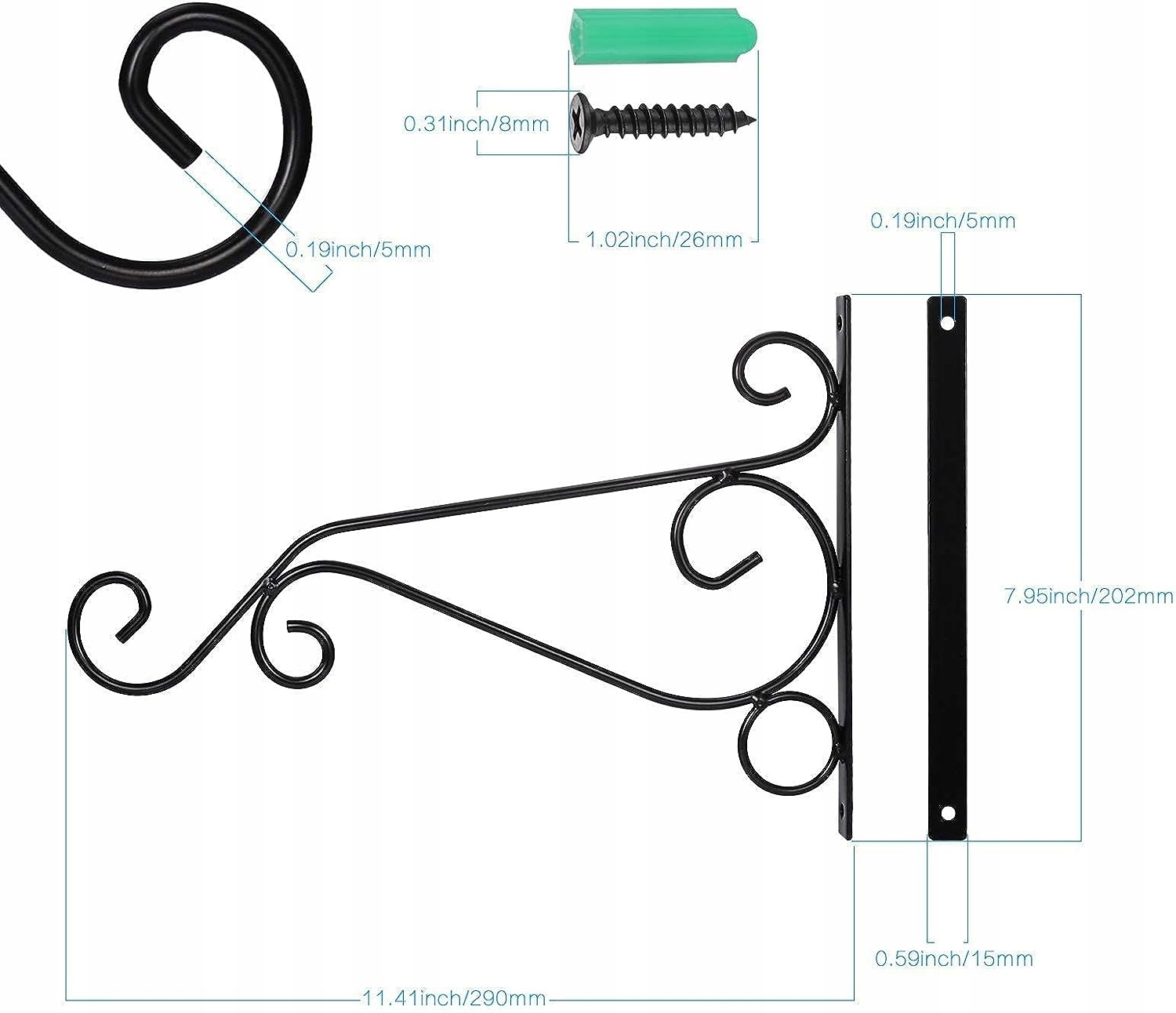 2x HAK ŚCIENNY DO DONICZKI KWIETNIK WIESZAK UCHWYT NA DONICĘ KWIATY METAL EAN (GTIN) 8791237092