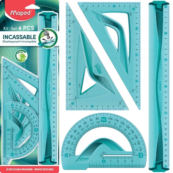 Komplet PRZYBORÓW na MATEMATYKE Geometryczne Przybory do Szkoły Flexi Maped