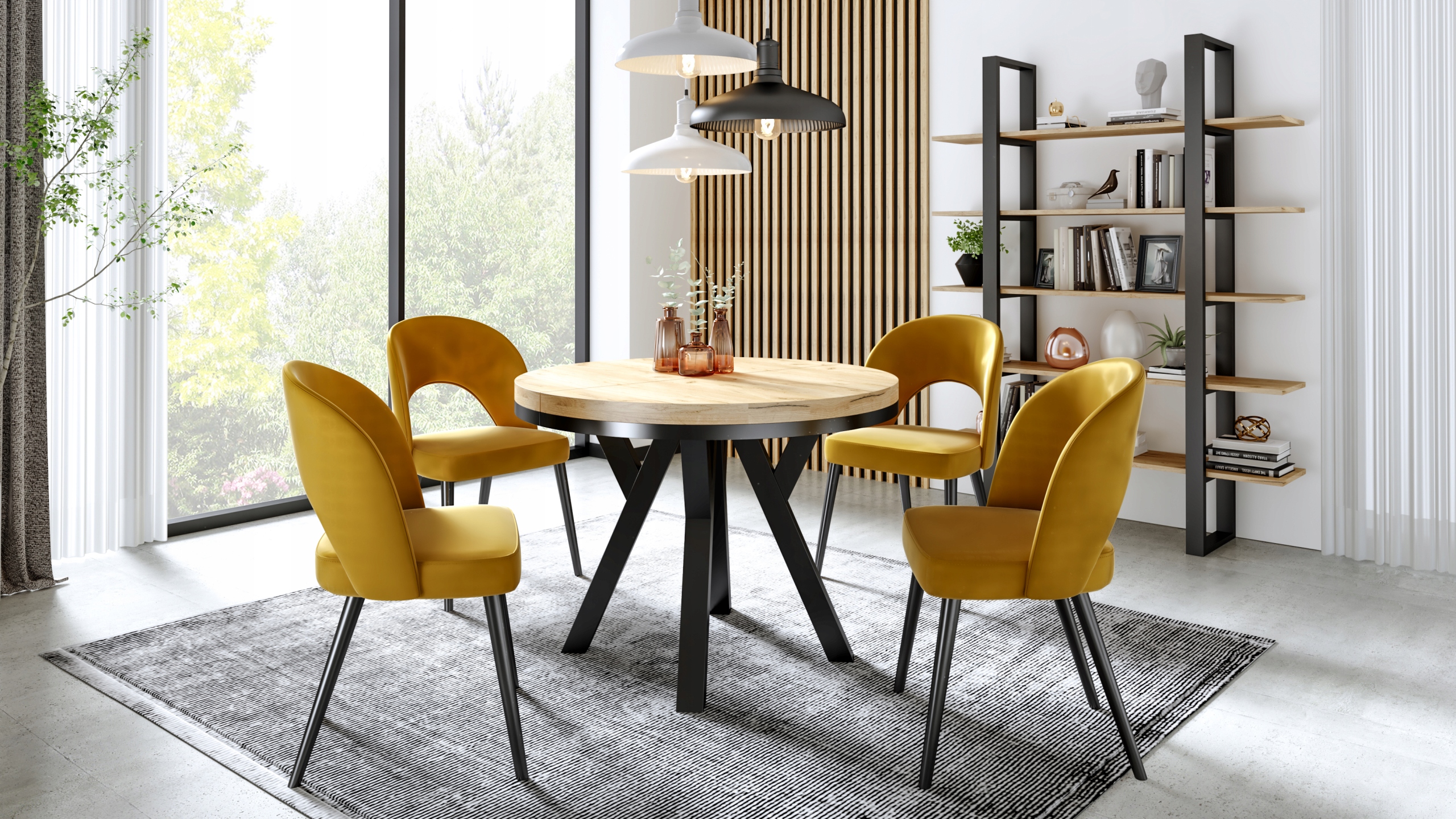 STÓŁ OKRĄGŁY ROZKŁADANY LOFT NOGA Y 80 X 75 CRAFY ZŁOTY Marka bez marki