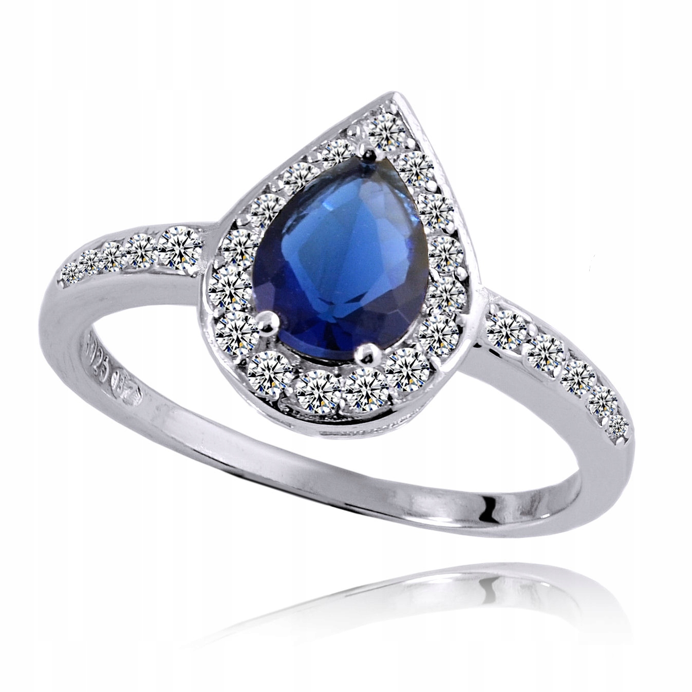 Srebrny Pierścionek Szafirowy Markiza Srebro 925 Euforia