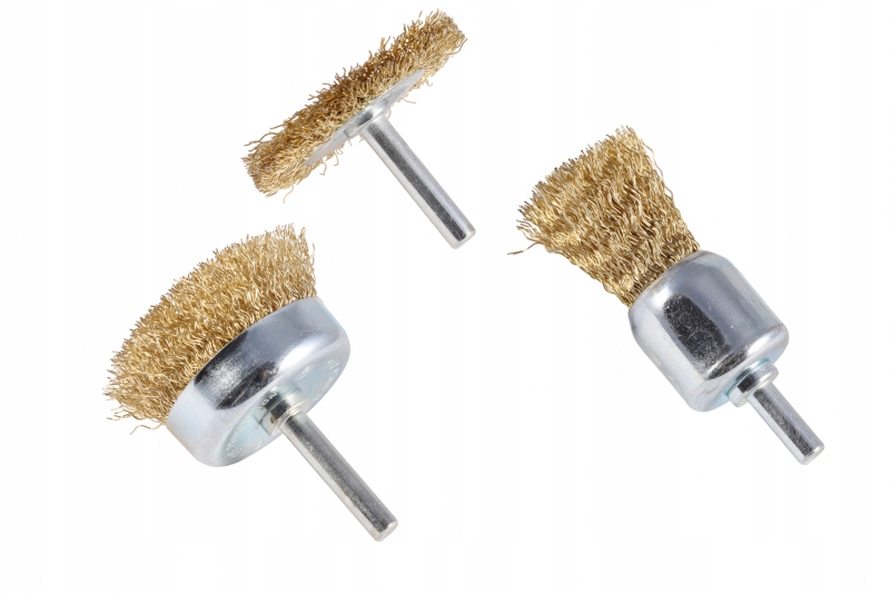 Zestaw 3 szczotek drucianych do wiertarki 3 mosiądz Q14041