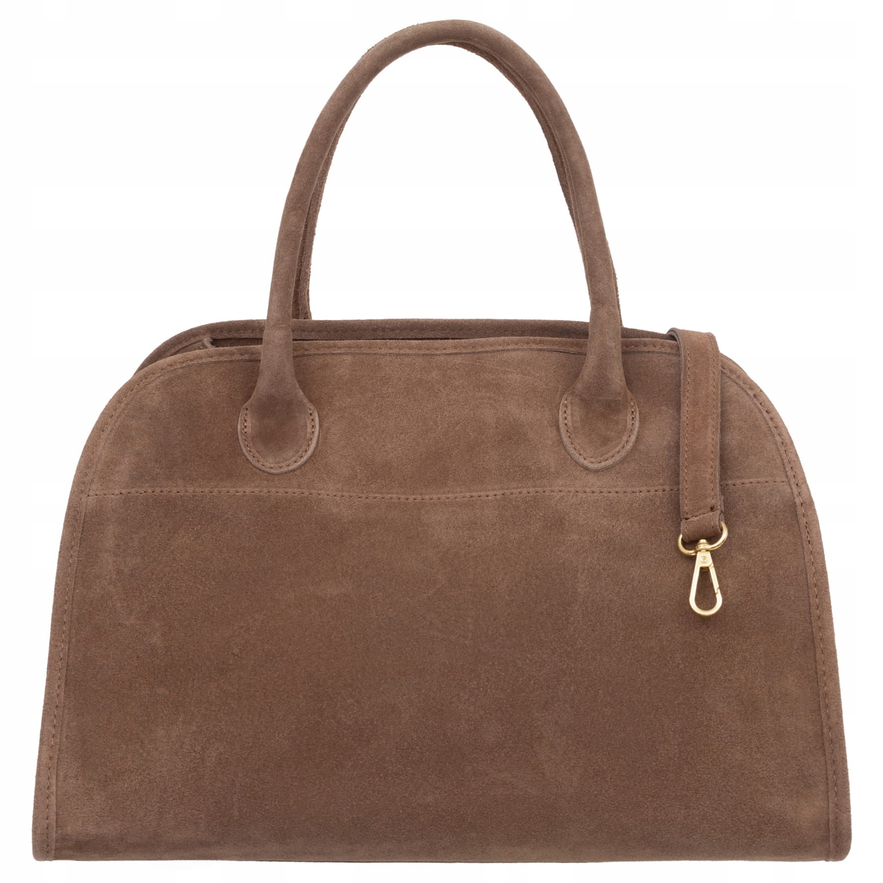 Vera Pelle torebka damska zamszowa klasyczna duża z paskiem na ramię Taupe