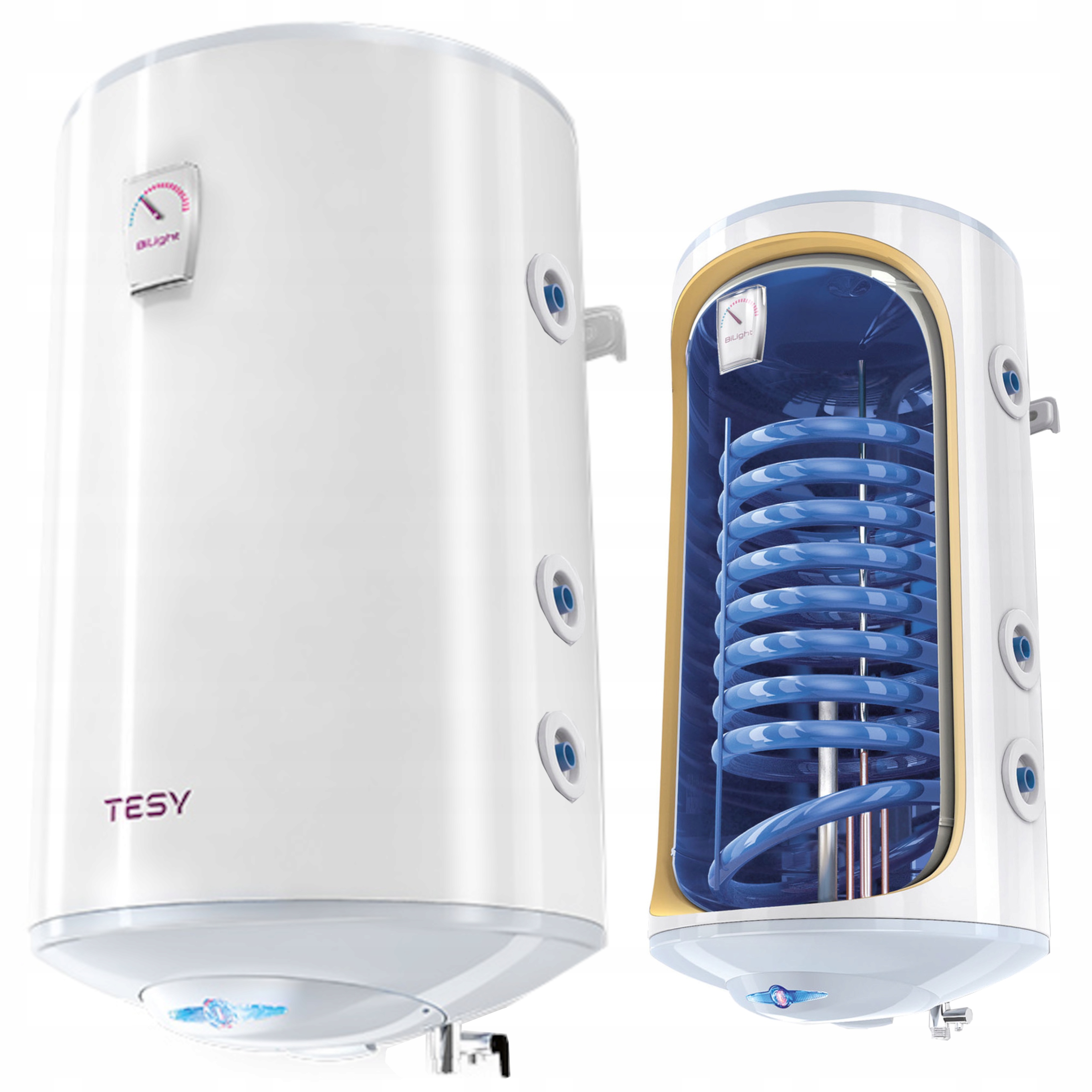 ELEKTRYCZNY PODGRZEWACZ WODY BOJLER WISZĄCY WĘŻOWNICA 150L ANODA ZAWÓR TESY