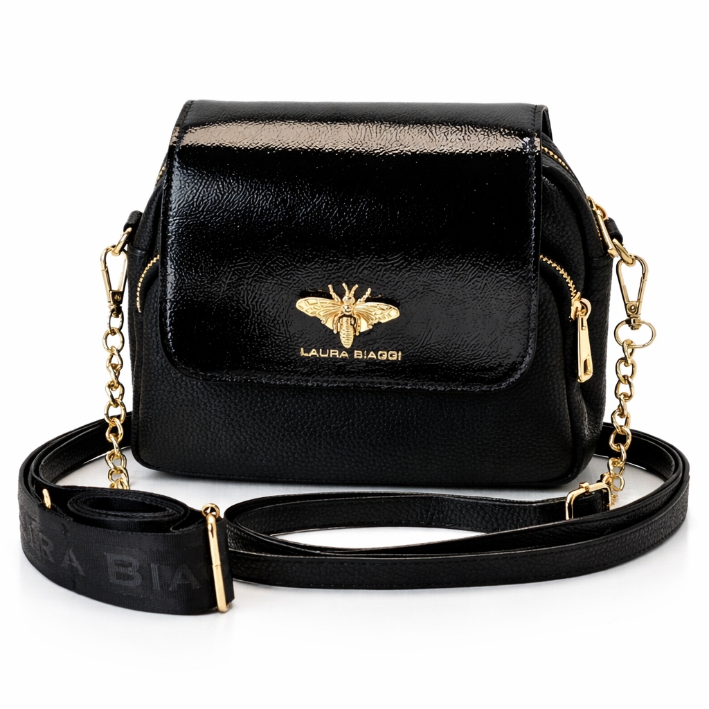 Laura Biaggi Dámská Kabelka Přes Rameno Včela Eko Kůže Černá
