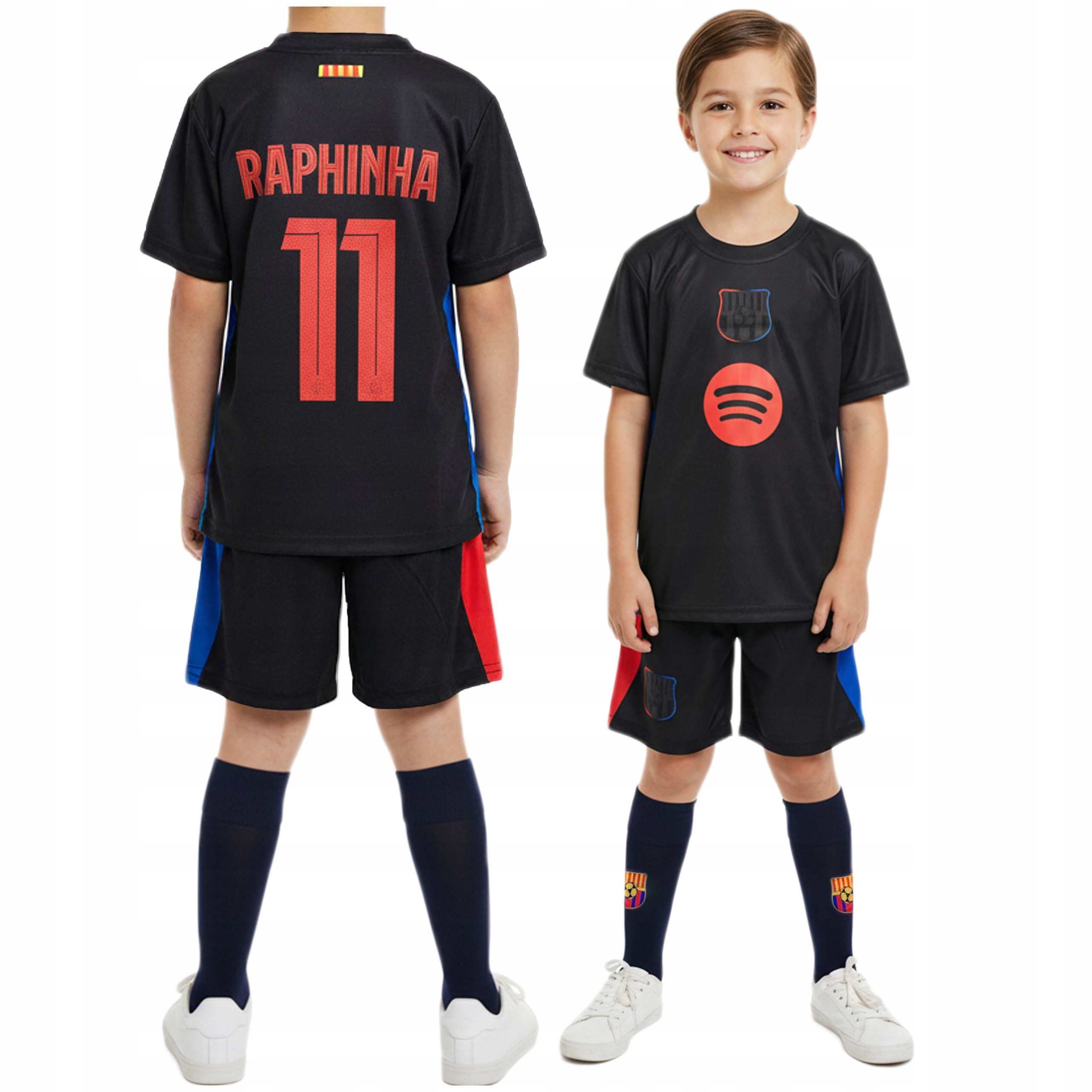 Strój Piłkarski Raphinha Barcelona z Getrami Komplet Dla Dzieci Rozmiar S
