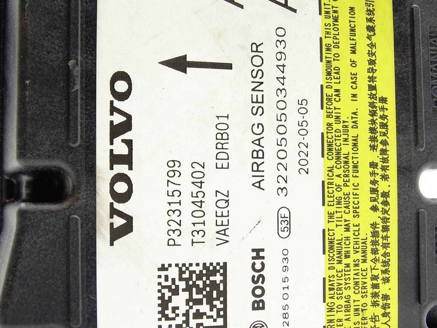 control unit module SENSOR airbag VOLVO XC40 P32315799