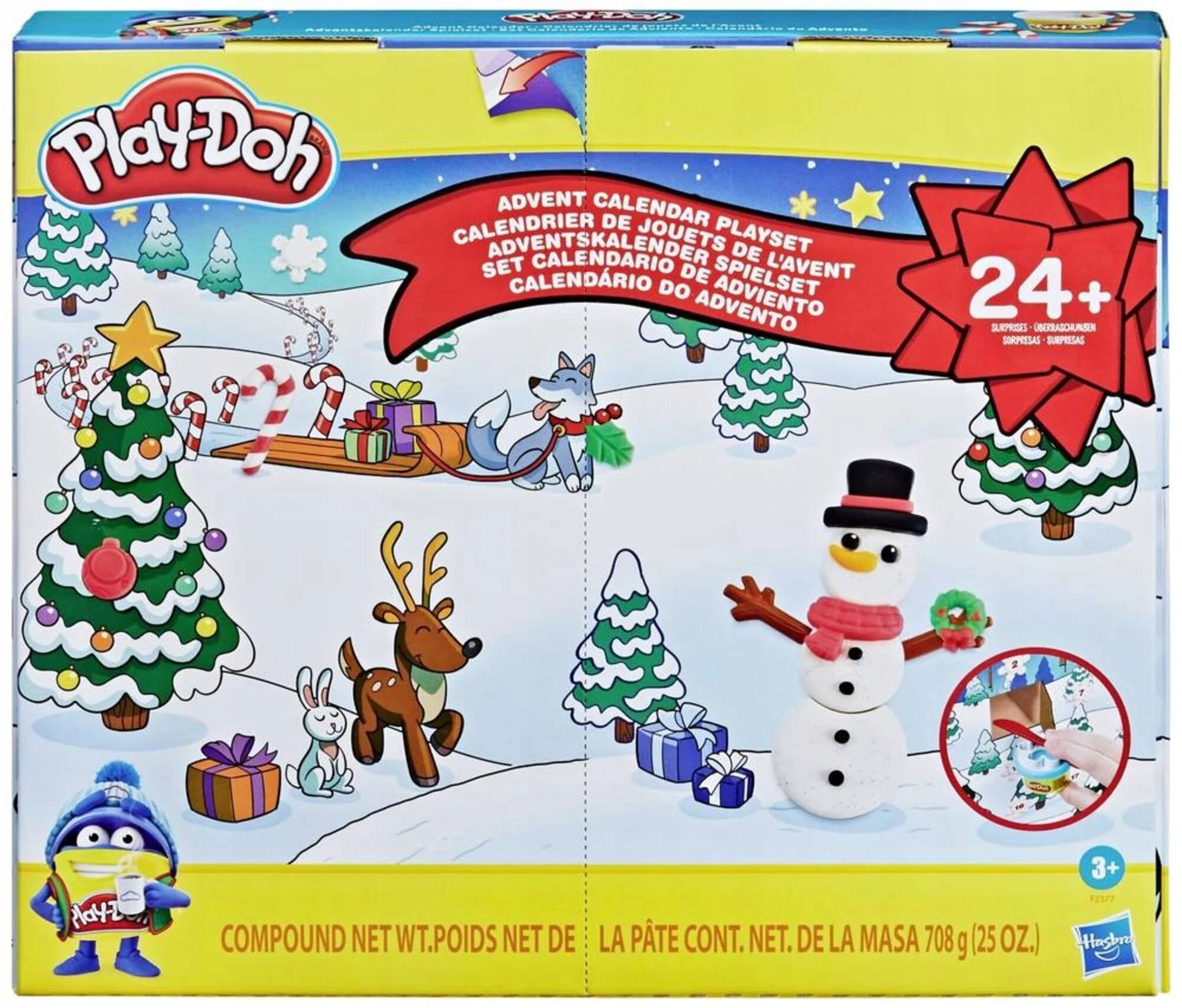Адвент-календарь Play-Doh F2377, 24 баночки массы для лепки и 23 штампа, от 3 лет