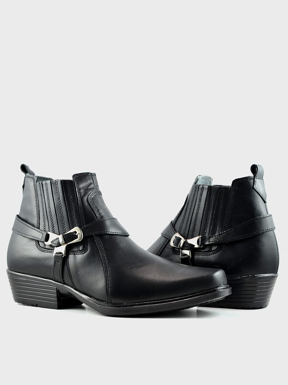 Męskie Skórzane Kowbojki Wysokie Desque Czarne 44 Rozmiar 44