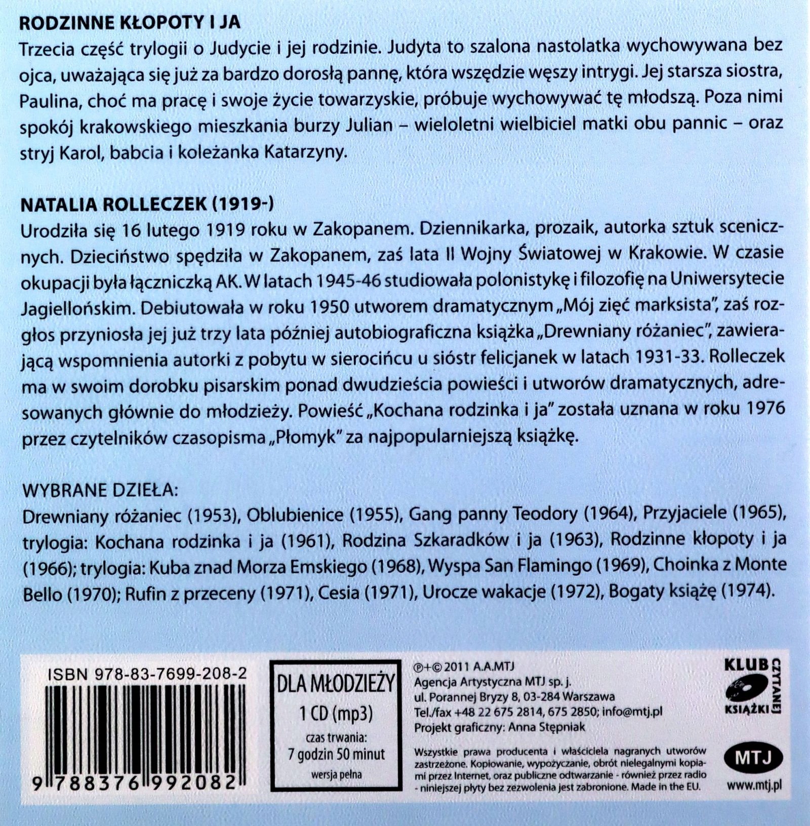 RODZINNE KŁOPOTY I JA - NATALIA ROLLECZEK [AUDIOBOOK] [CD-MP3] Stan opakowania oryginalne