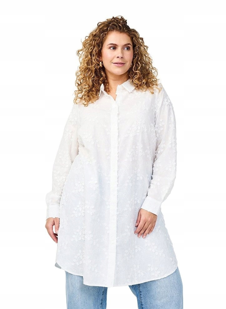 Zizzi Elegantní Tunika Košile Vzor Výšivka 375B 56