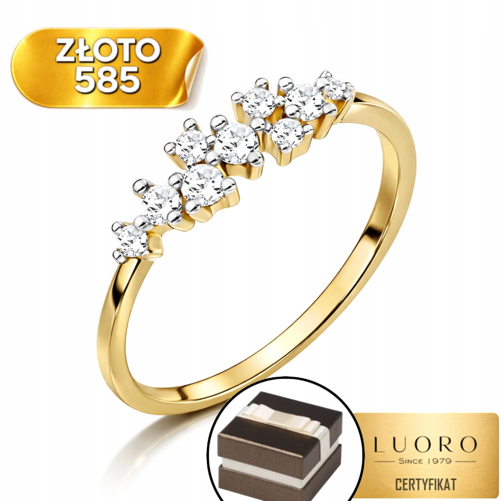 Prstýnek 585 14K S Bílými Zirkony, Jemný, R08