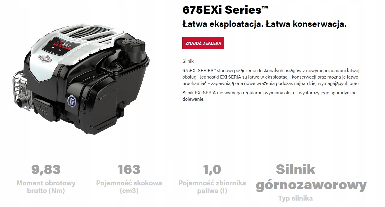 SILNIK DO KOSIARKI Briggs & Stratton 675EXi 52/22 Typ silnik