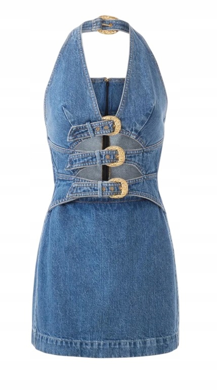 Cult Gaia Šaty Anice Mini Džínová Bavlna Jeans vel. 42