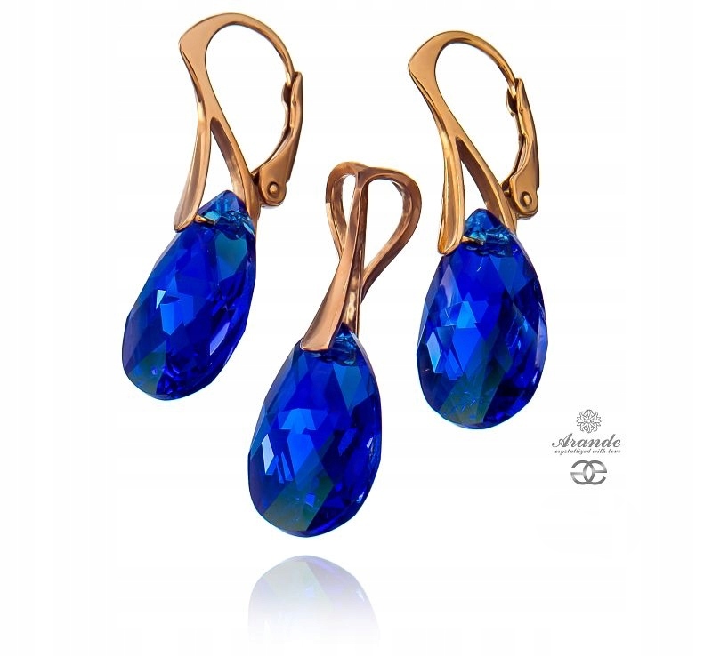 Křišťály Komplet Capri Blue Růžové Zlato