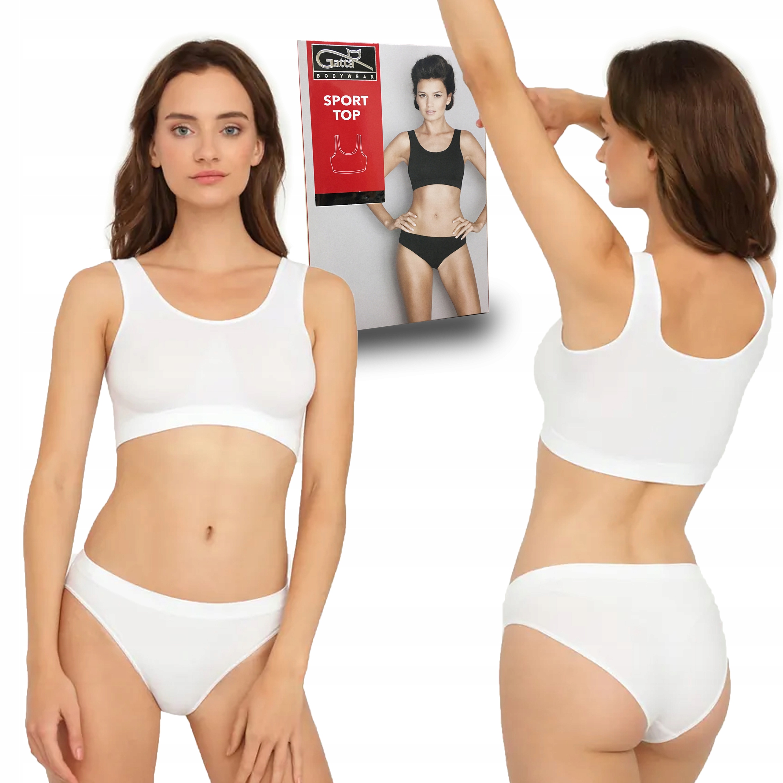 

Bezszwowy biustonosz Gatta Sport Top, biały, M