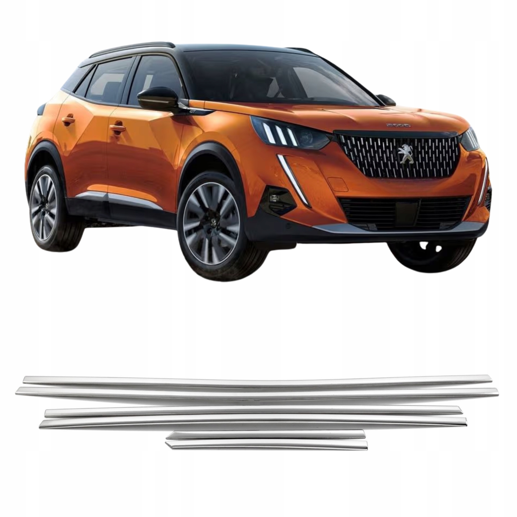 Lišty pod bočné sklá nerezová oceľ chróm Peugeot 2008 od roku 2020