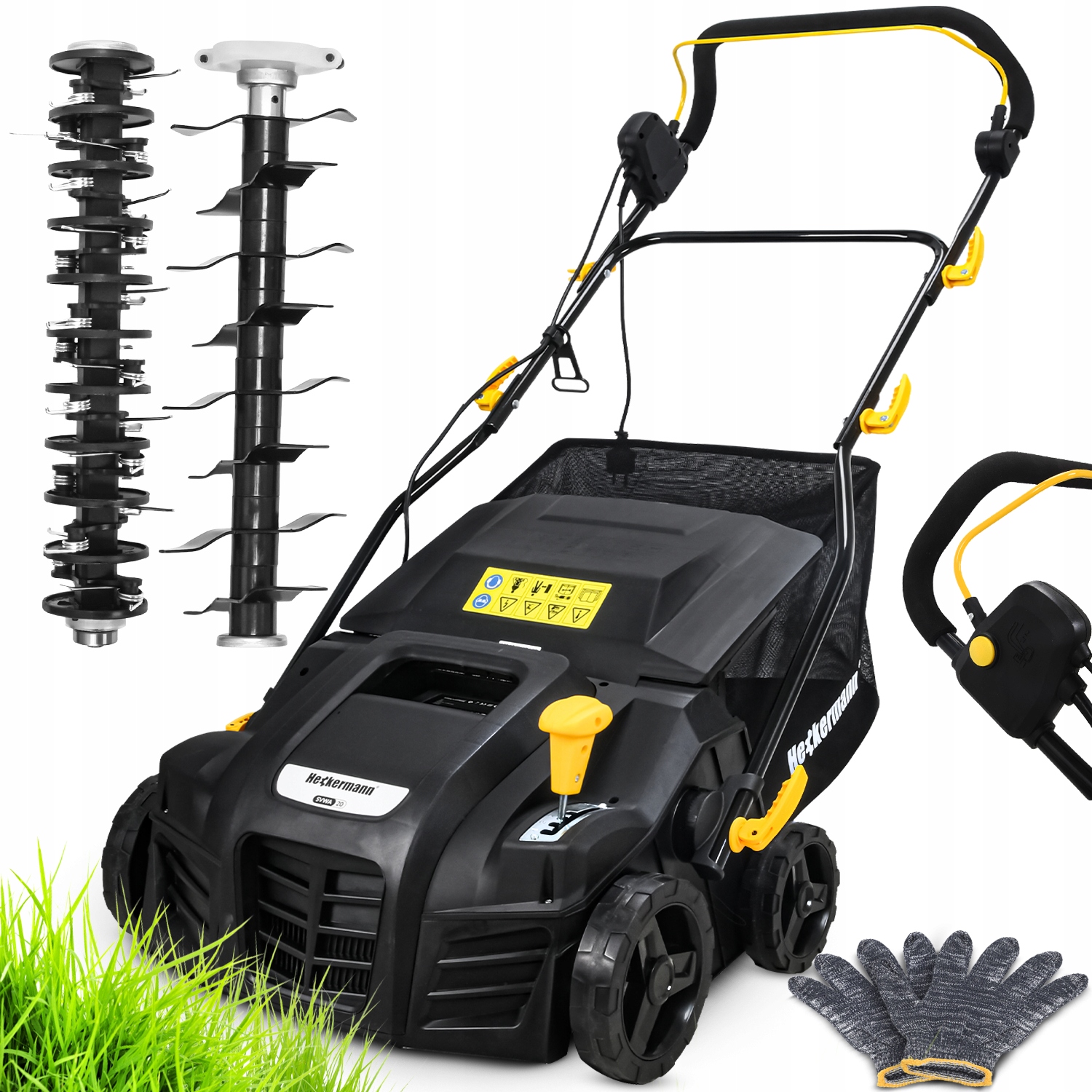 WERTYKULATOR AERATOR ELEKTRYCZNY 3w1 ZESTAW Z KOSZEM 50L 2000W 2 WAŁKI