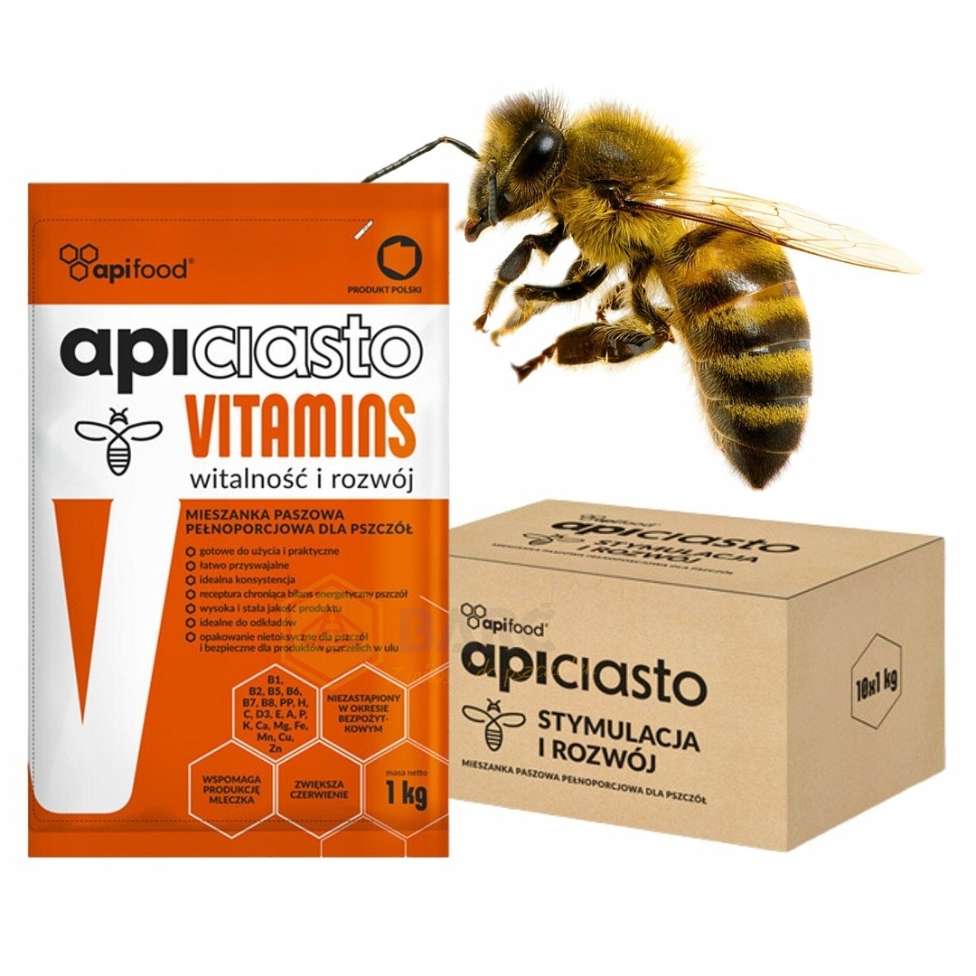 APICIASTO VITAMINS pokarm dla pszczół z witaminami 10 x 1kg karton APIFOOD