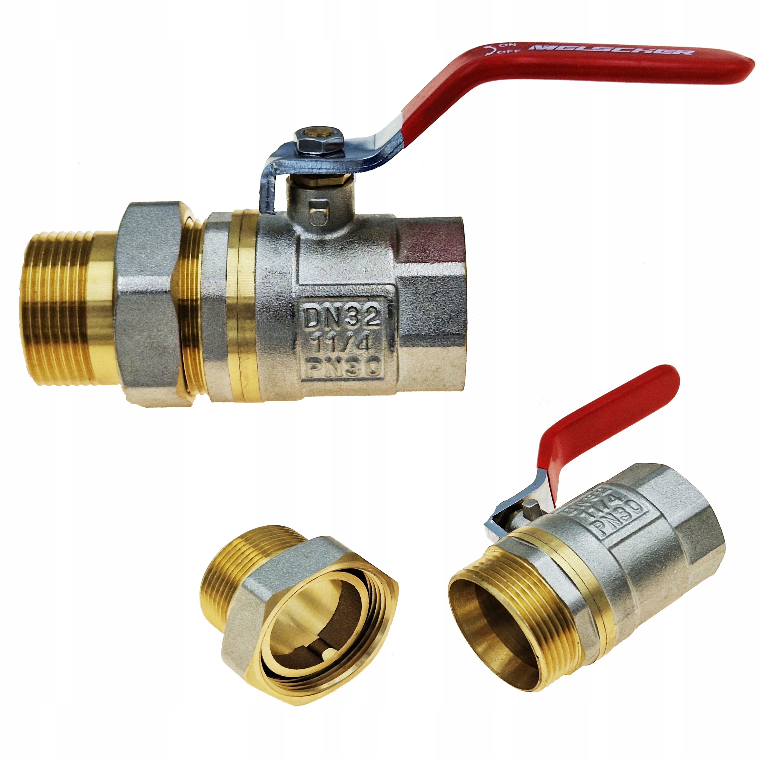 ZAWÓR KULOWY ZE ŚRUBUNKIEM 5/4 CALA RĄCZKA DN32