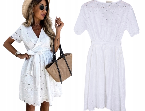 Kobieca Sukienka Subtelna Sukienka Boho Gipiura Koronka 951