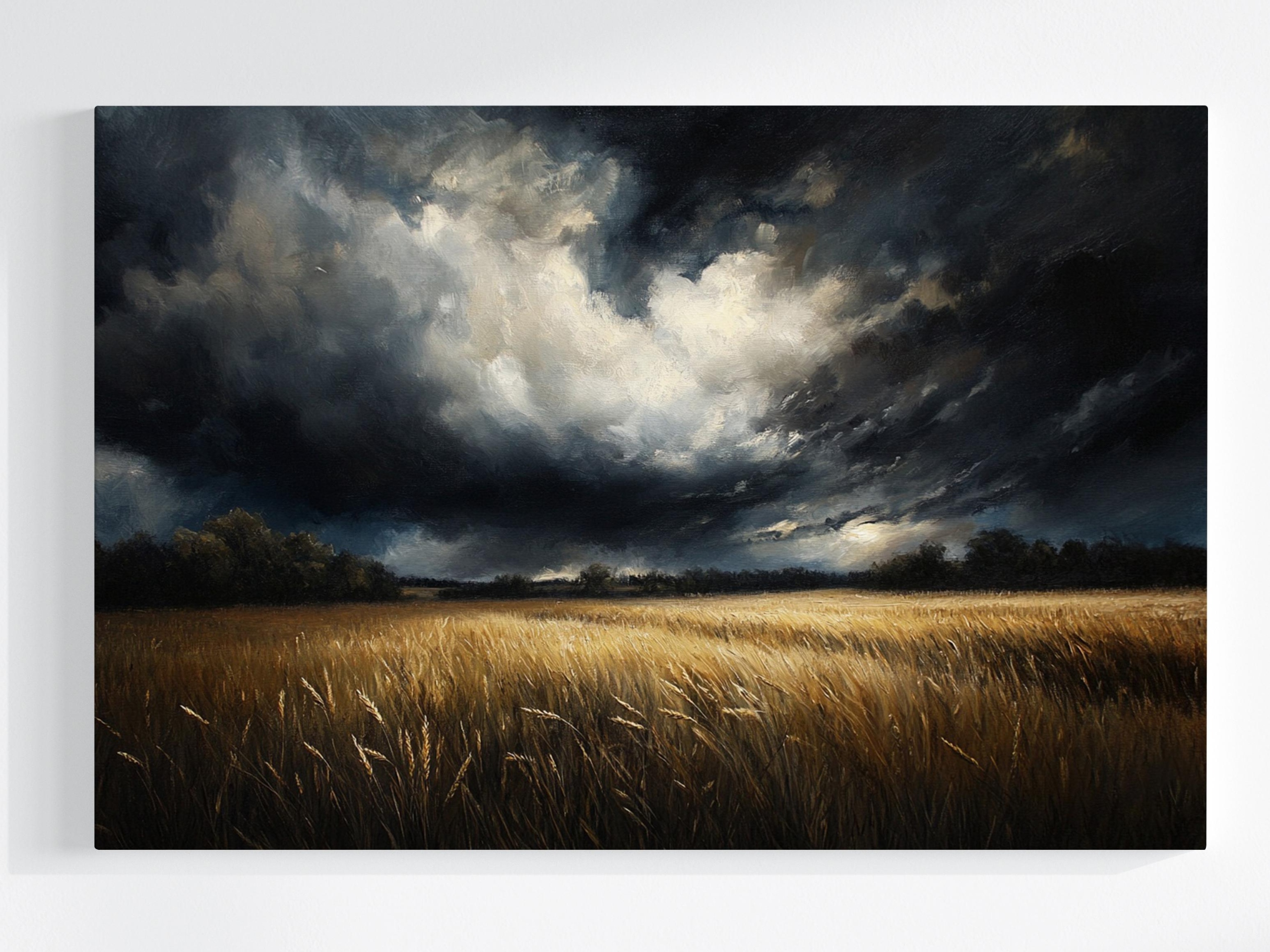 Obraz Na Plátně Canvas Krajina Pole Obilí Lány Nebe Mraky Bouře 120x80