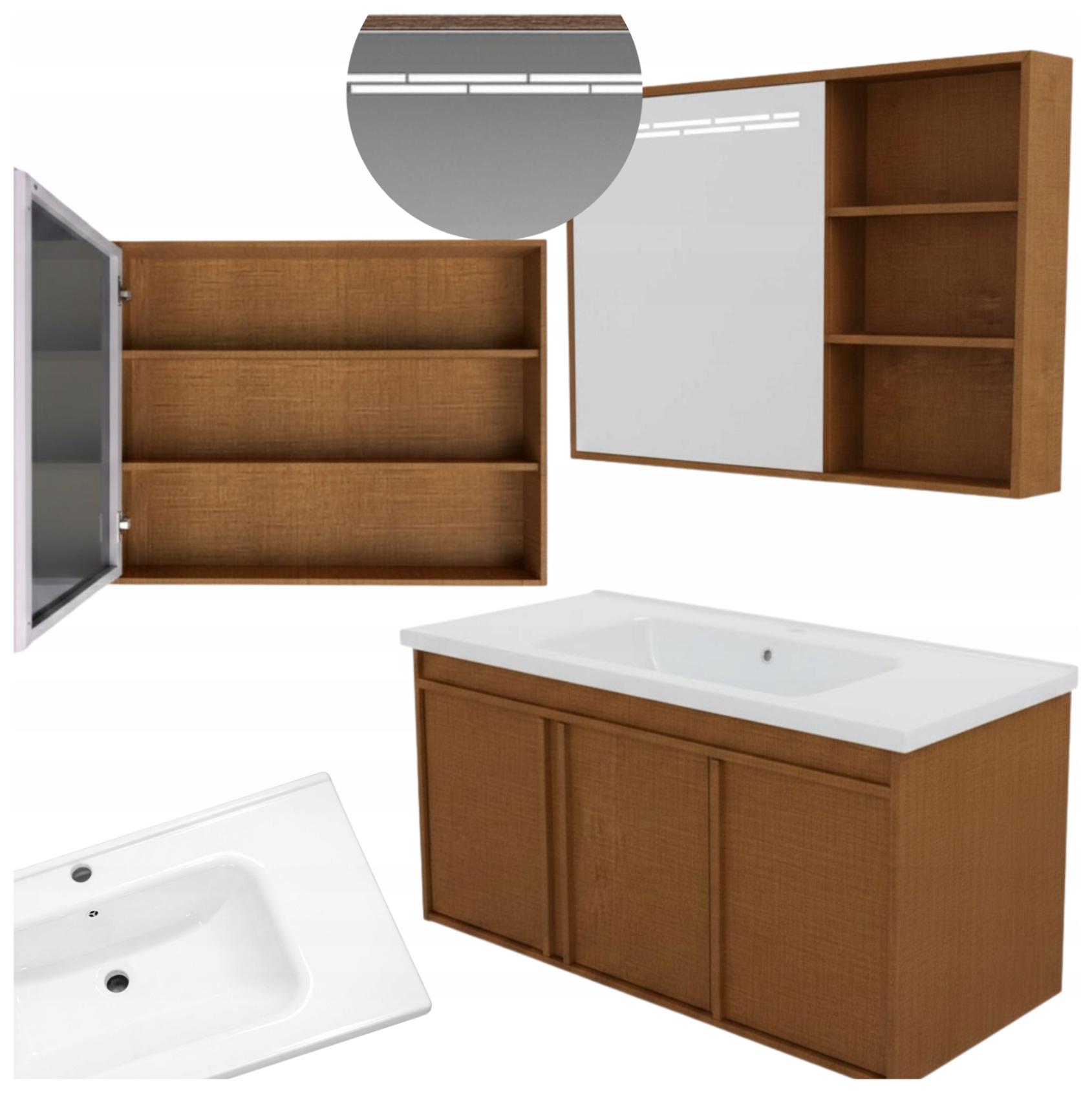 Koupelnová skříňka Set Zrcadlo závěsná Lucy Dark 100x47 Premium