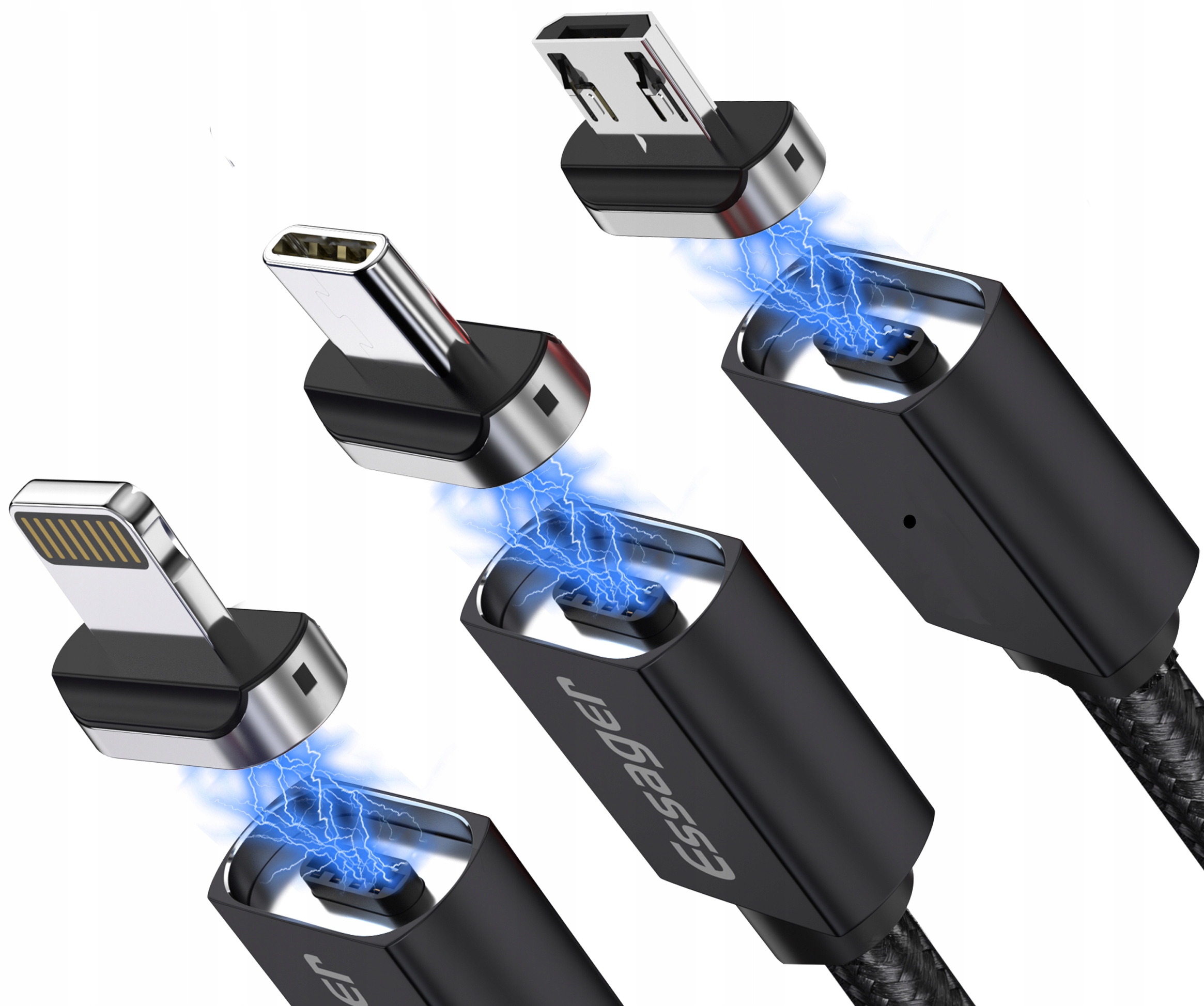 

Magnetyczny Kabel Essager microUSB+USB-C+lightning