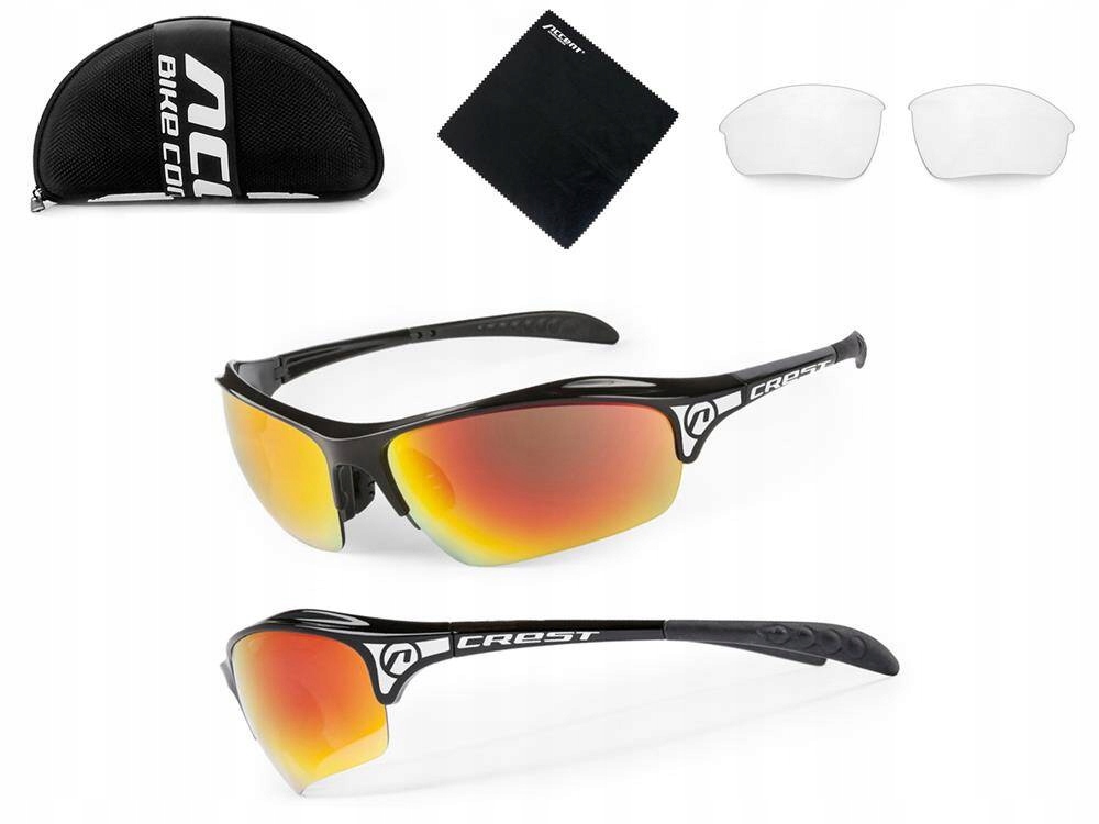 Okulary przeciwsłoneczne kolarskie sportowe Accent Crest 2 pary soczewek