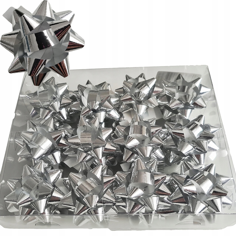 

Kokardki Rozetki Samoprzylepne Srebrne 5cm 24szt.