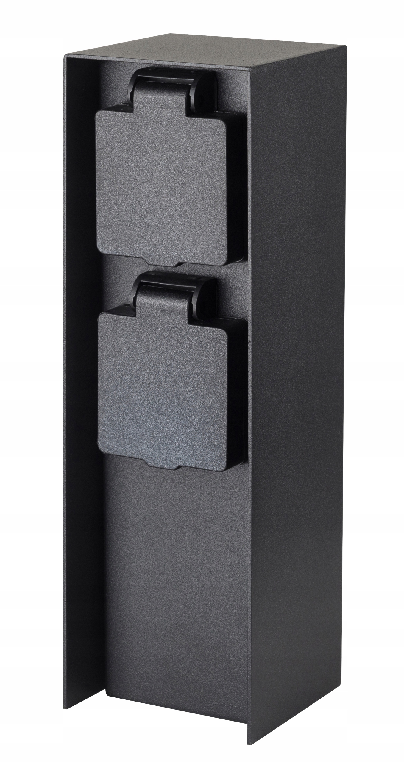 Zahradní sloupek na terasu IP44 2 x zásuvka 230V Černý odolný proti vlhkosti