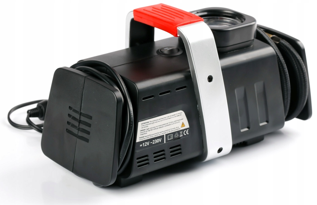 ELEKTRYCZNA POMPKA ROWEROWA KOMPRESOR POWIETRZA 12V/230V Kolor dominujący czarny