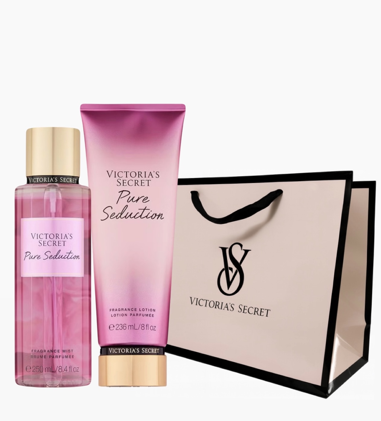 Victoria Secret Pure Seduction zestaw mgiełka balsam torebka
